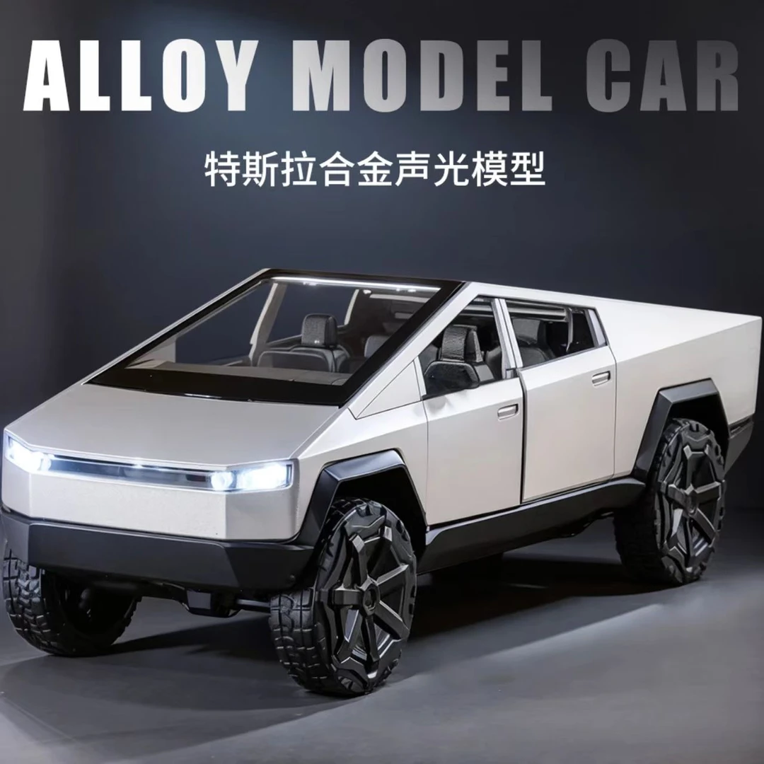 合金特斯拉玩具车越野皮卡车模仿真小汽车模型可开门回力耐摔男孩