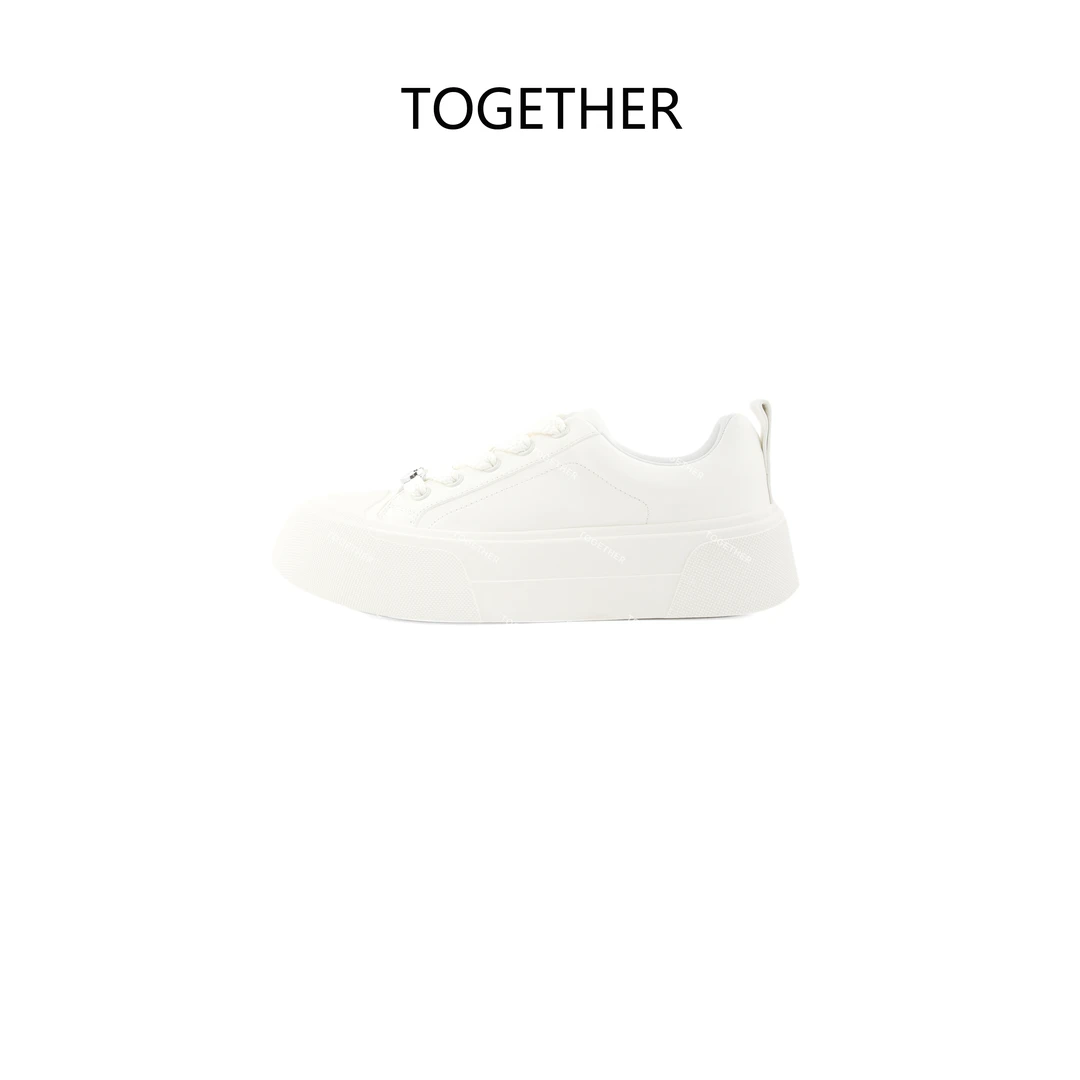 【TOGETHER】厚底增高休闲小白鞋女鞋 跟高5cm 240329