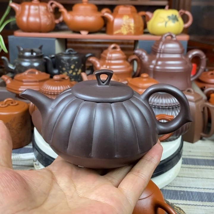 紫砂茶壶菊蕾260cc原矿百目老紫泥特价