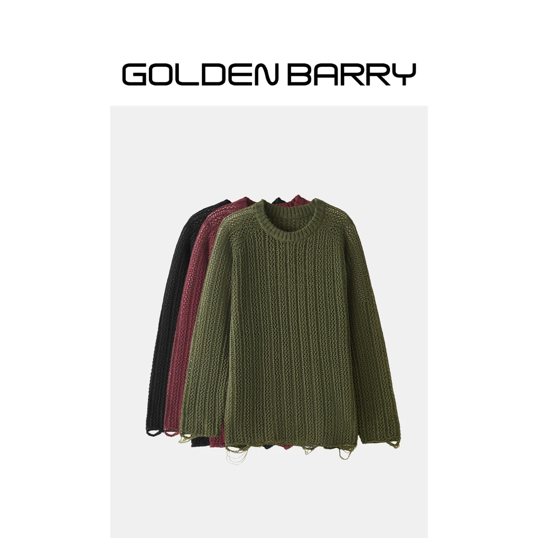GOLDENBARRY【福 利】|246424时尚圆领镂空毛衣【微瑕】