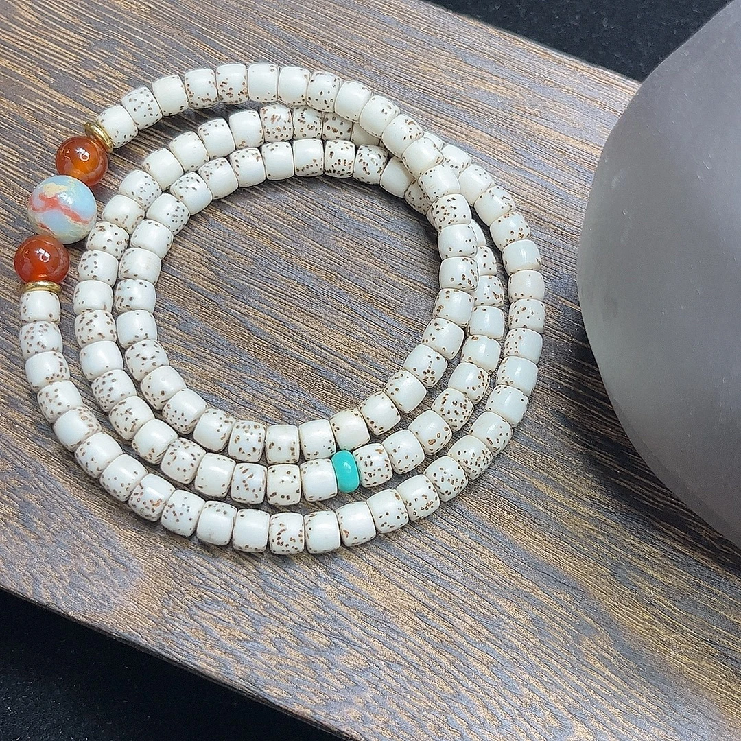 海南星月菩提原生态无月直切大留白文玩多圈手串 尺寸6*5mm