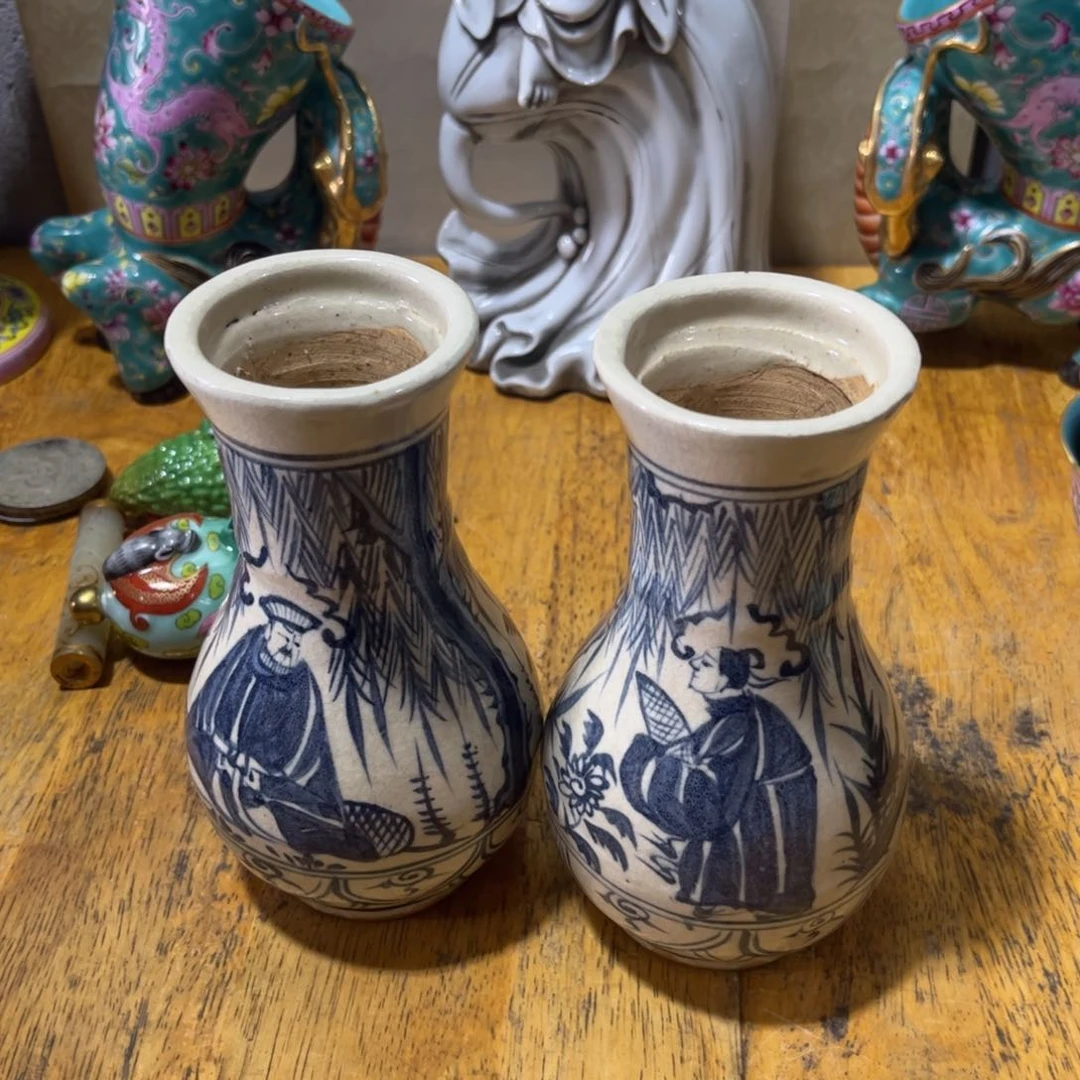 摆件人物绘片花瓶摆件