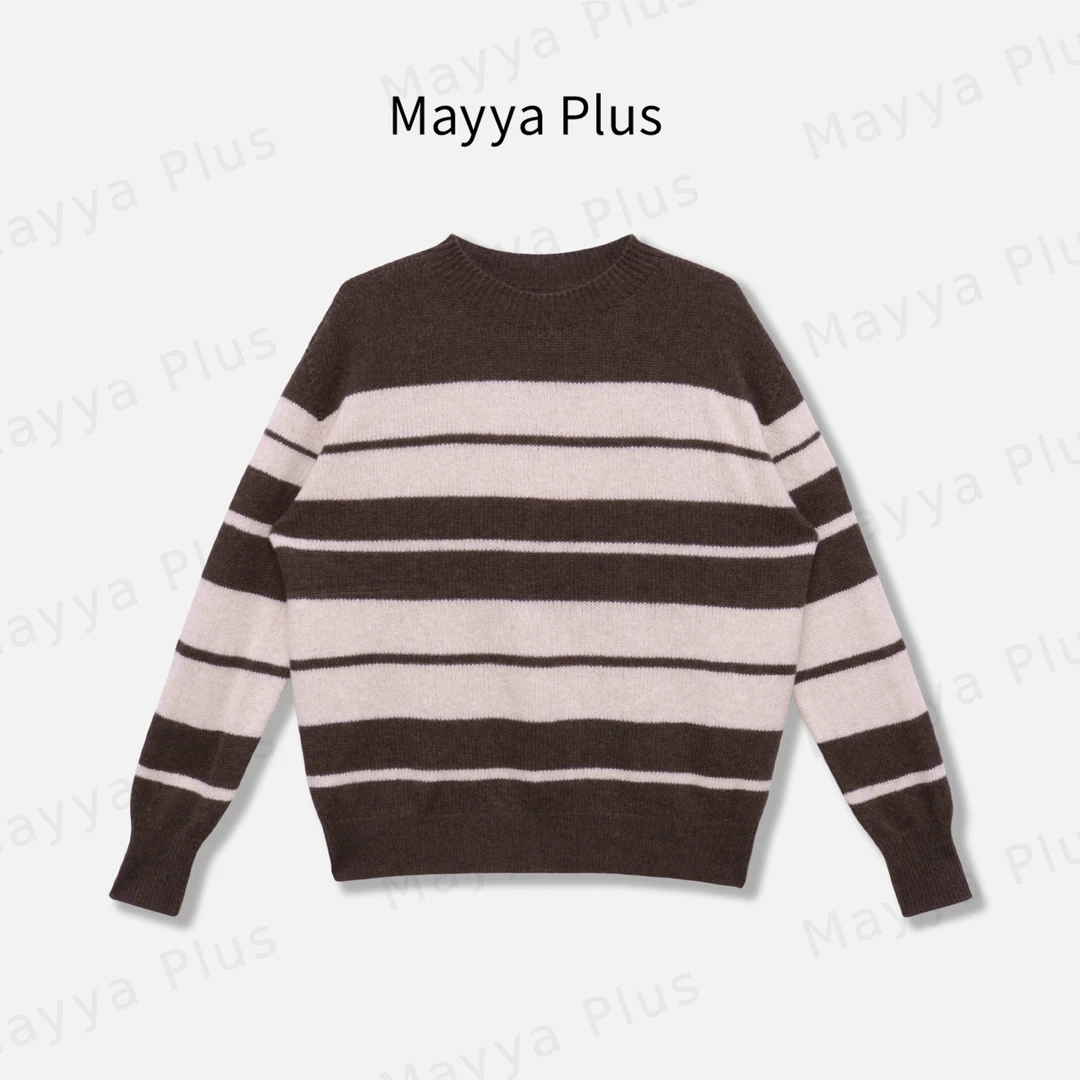 【围炉条纹】Mayya Plus麦芽定制冬季百搭条纹套头针织毛衣32547090