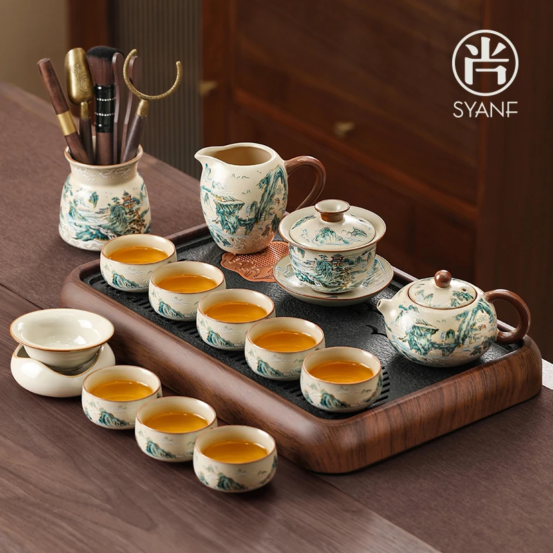 汝窑茶具套装家用2025新款泡茶壶茶杯干泡盘喝茶整套泡茶专用茶具