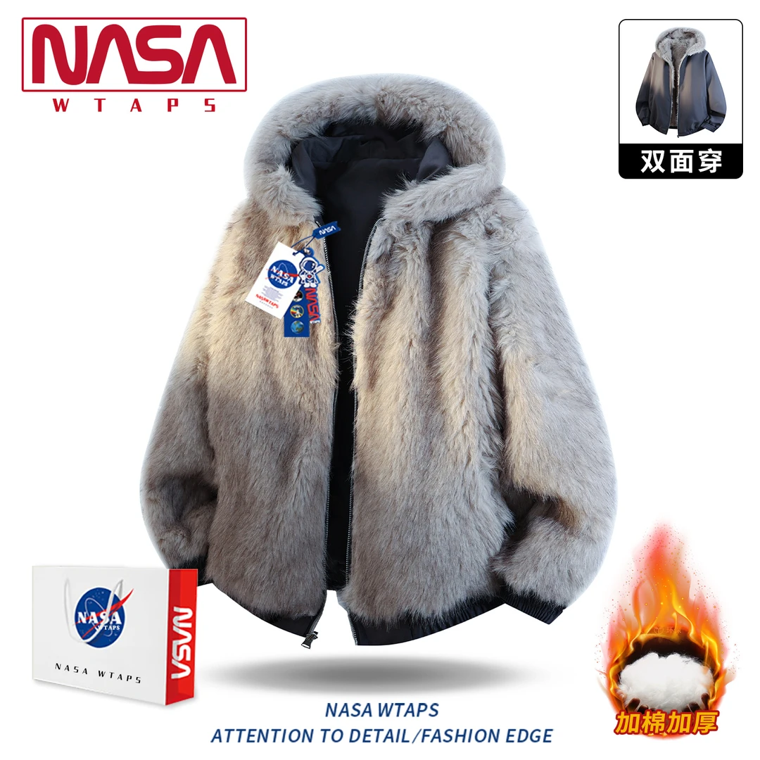NASA WTAPS美式座山雕双面穿棉衣男款冬季加绒加厚情侣款棉衣外套