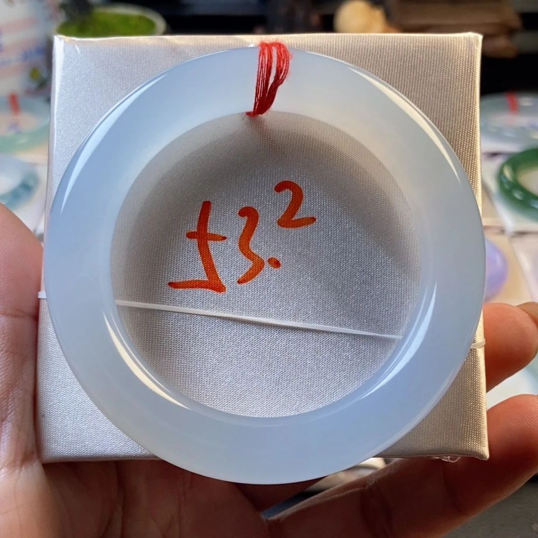 翡翠未镶嵌手镯3冰种白月光圆条