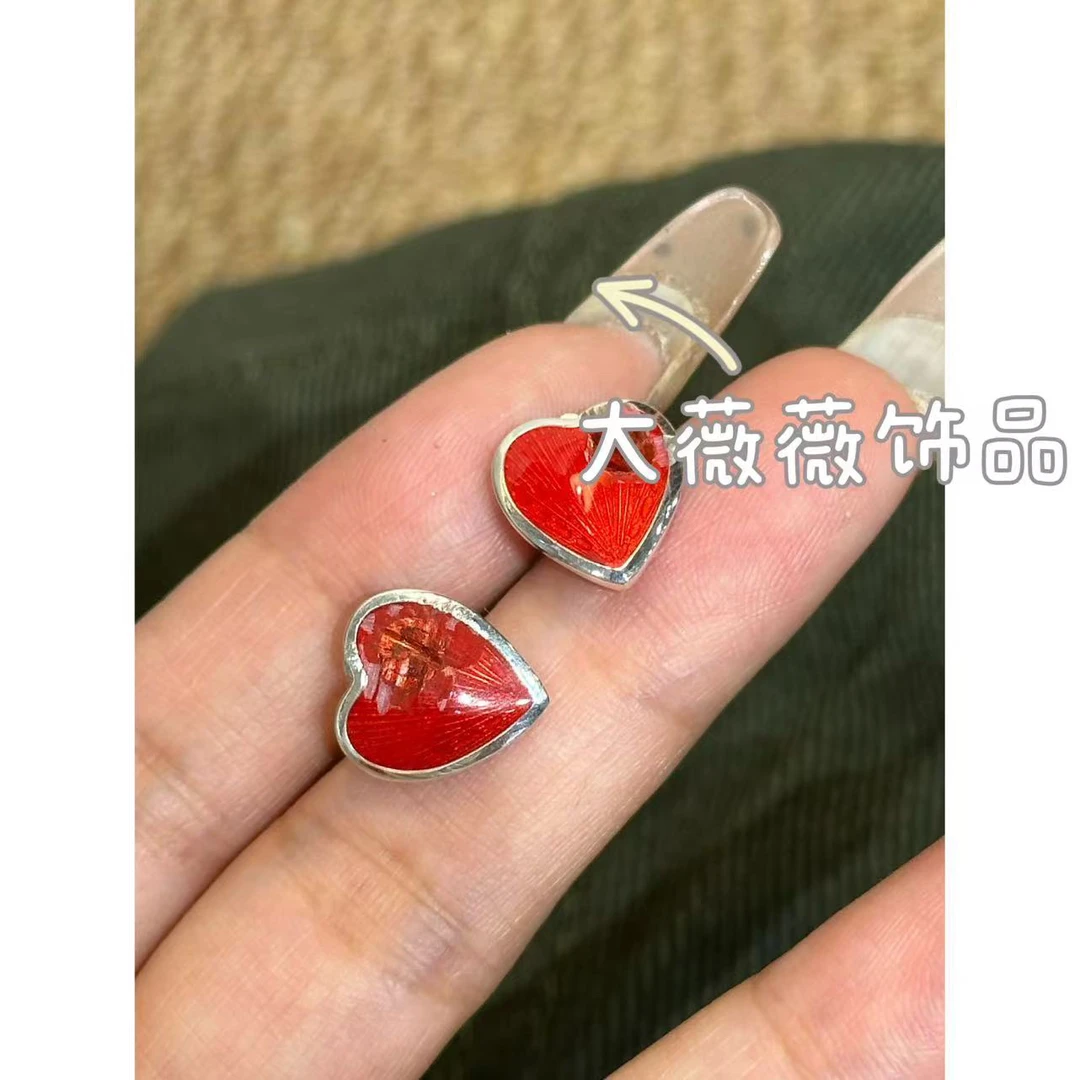 铜合金耳饰 显白红色爱心时尚耳饰-67570