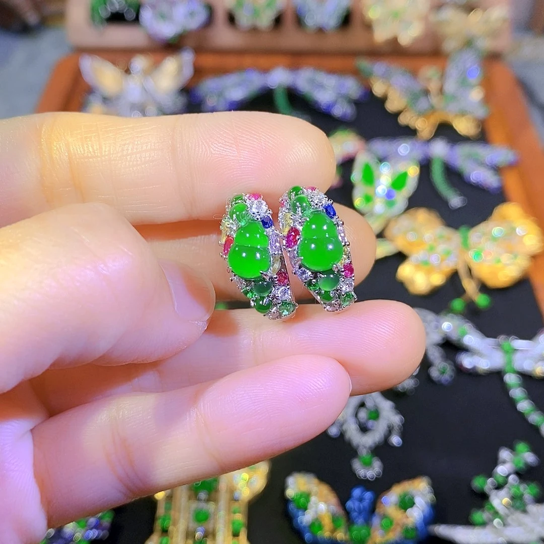 吊坠(不含链)银S925镶嵌翡翠