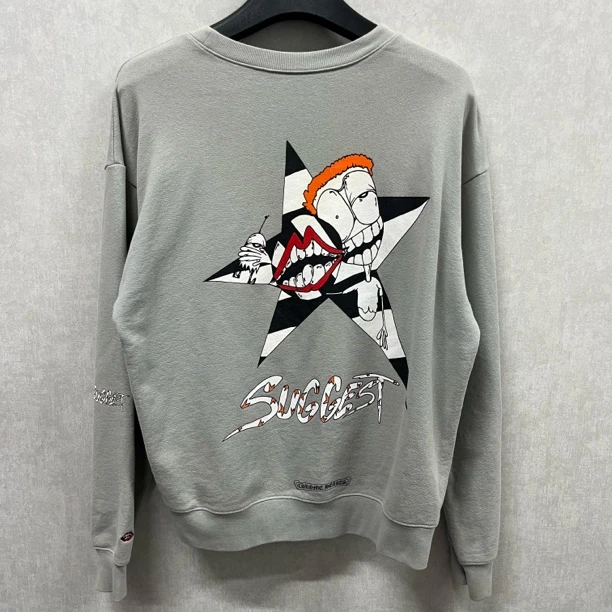 95新 Chrome Hearts/克罗心 五角星马蹄男孩涂鸦长袖卫衣 L码