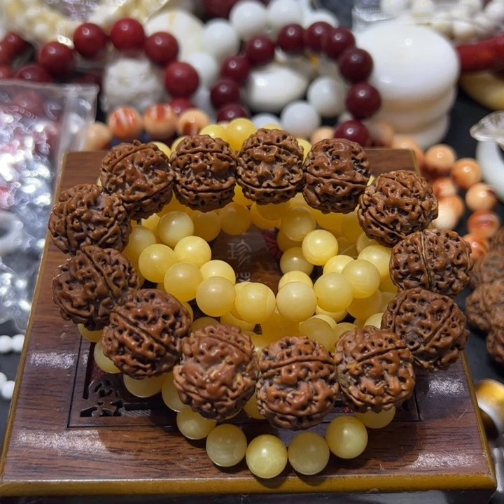 核桃手串/手链1.0:108哑光全黄实木礼盒