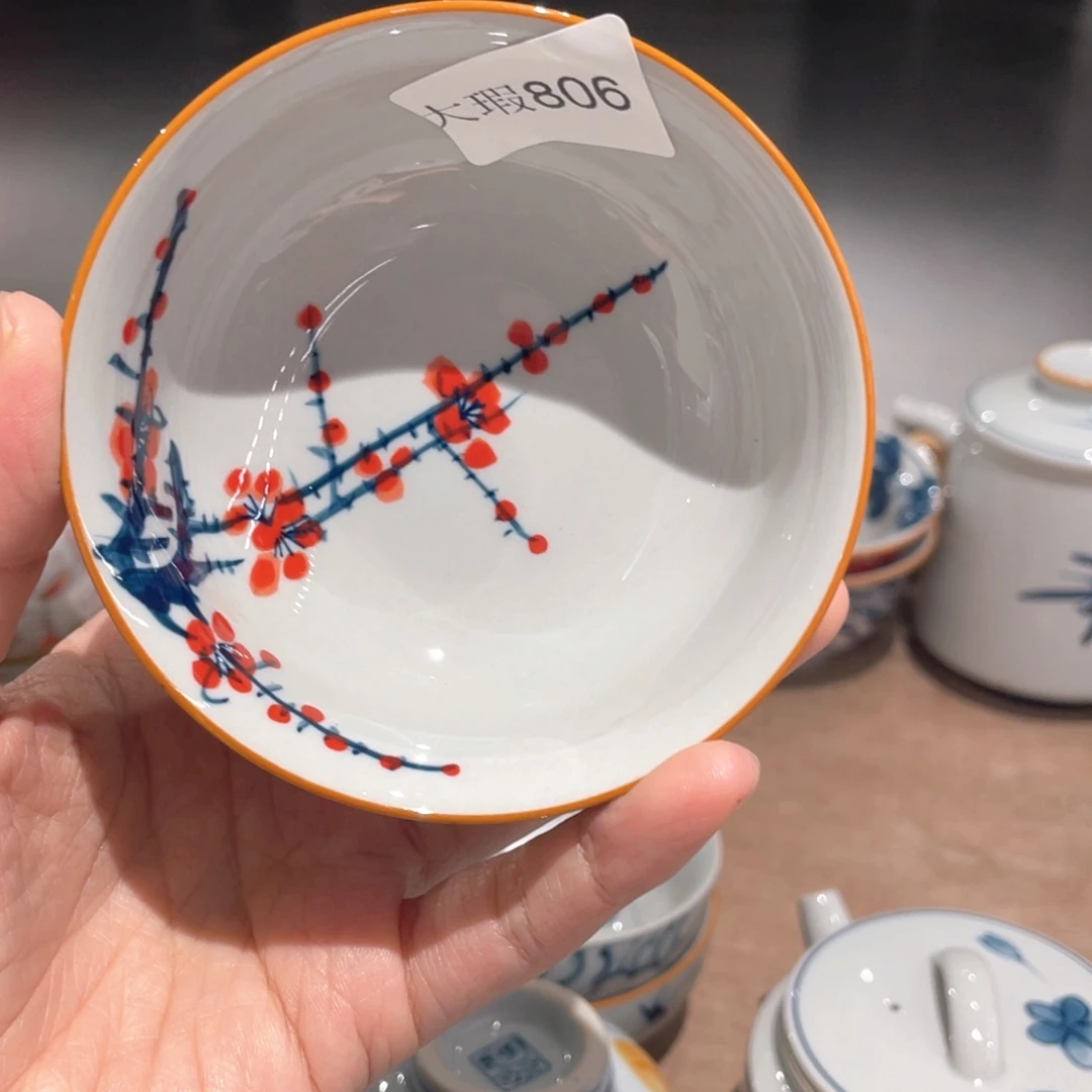 釉下手绘茶具微瑕