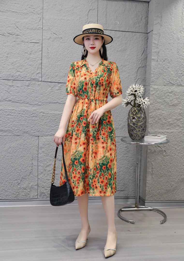 妈妈装连衣裙显瘦宽松女装【菊花菊花菊花】QLX