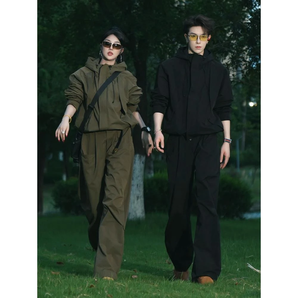 山系户外冲锋衣冲锋裤套装男秋季美式机能工装夹克运动裤子两件套