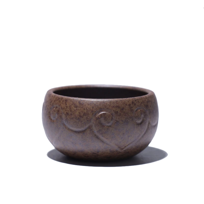 大吉羊柴烧 宜兴紫砂品茗杯 原矿本山绿泥如意主人杯60ml景德镇