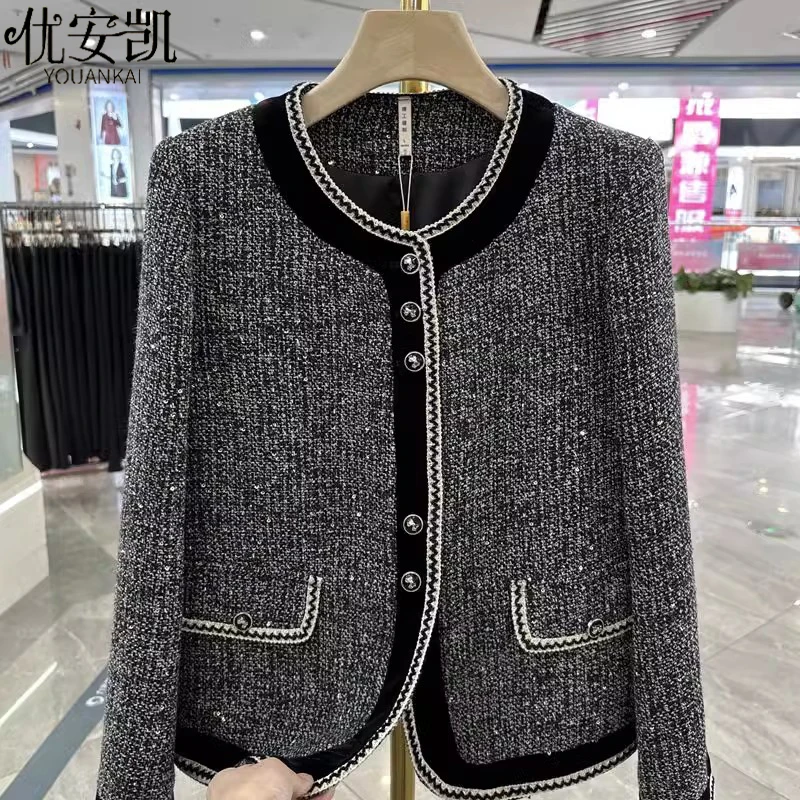 时尚妈妈装小香风短款外套2025秋装新款洋气减龄夹克中老年上衣