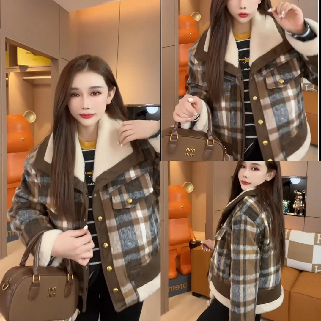 紫哥ZIGE美式复古设计感翻领加厚外套FS#12210