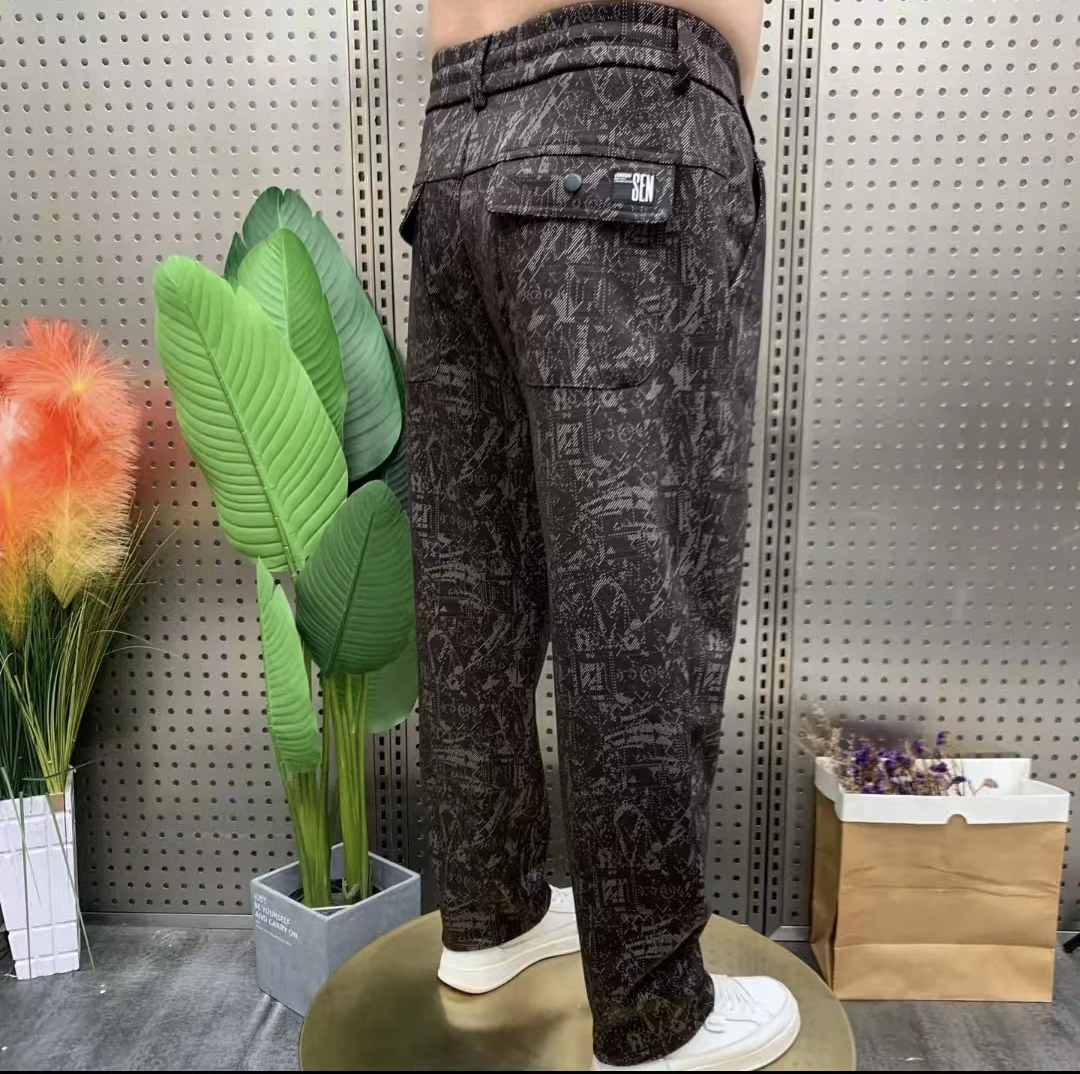 男士秋冬款潮流时尚花裤舒适百搭直板裤