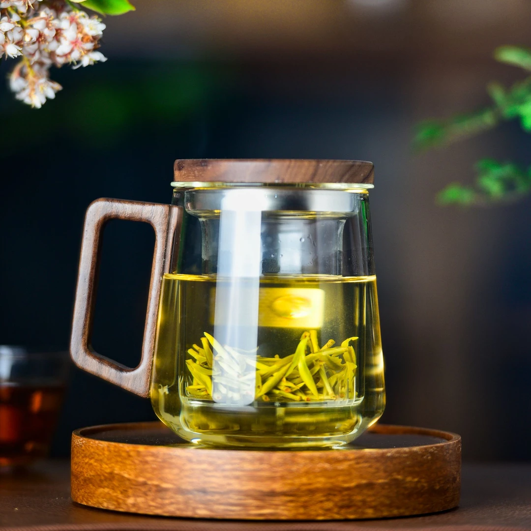 禾器-木笙杯 办公杯茶水分离杯带内胆带盖耐热高档大容量喝水杯