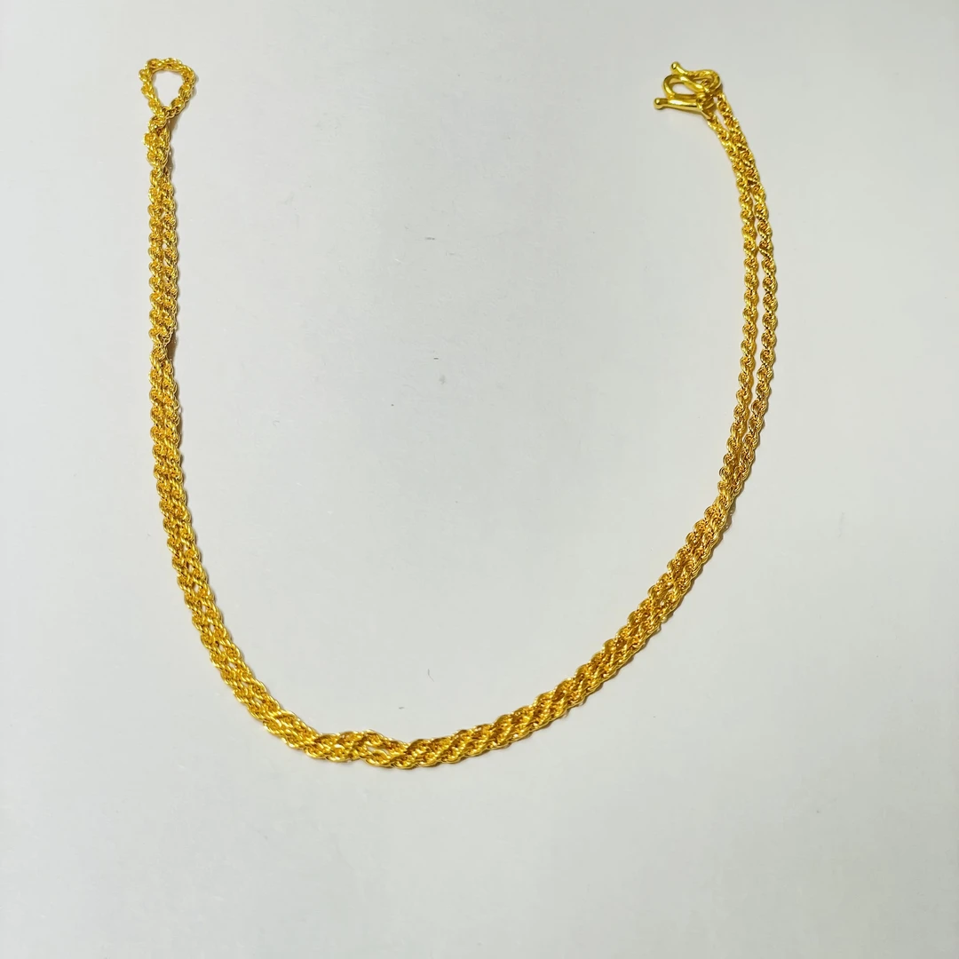 黄金足金999麻绳项链