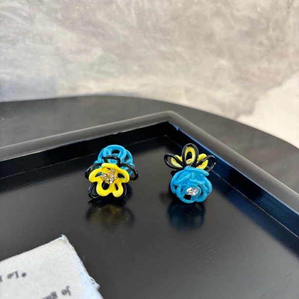 铜合金合成锆石耳饰 双花花耳环EH3441