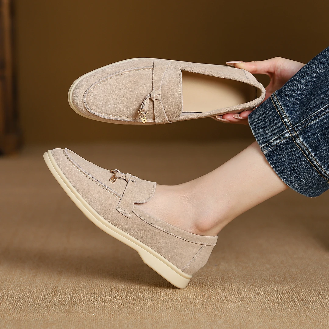 【LP乐福鞋】经典新款小众时尚休闲真皮平底舒适软底软面白底鞋女士