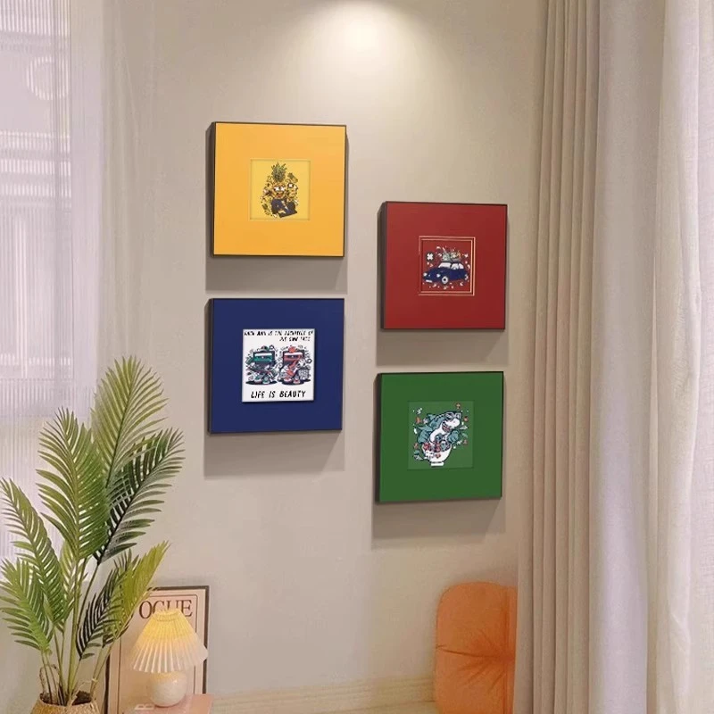 多巴胺艺术挂画高级感小众设计师样板间装饰画客厅卡通壁画餐厅