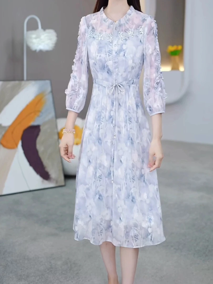 【连衣裙】X019 # 新款2025减龄洋气时尚气质收腰显瘦连衣裙