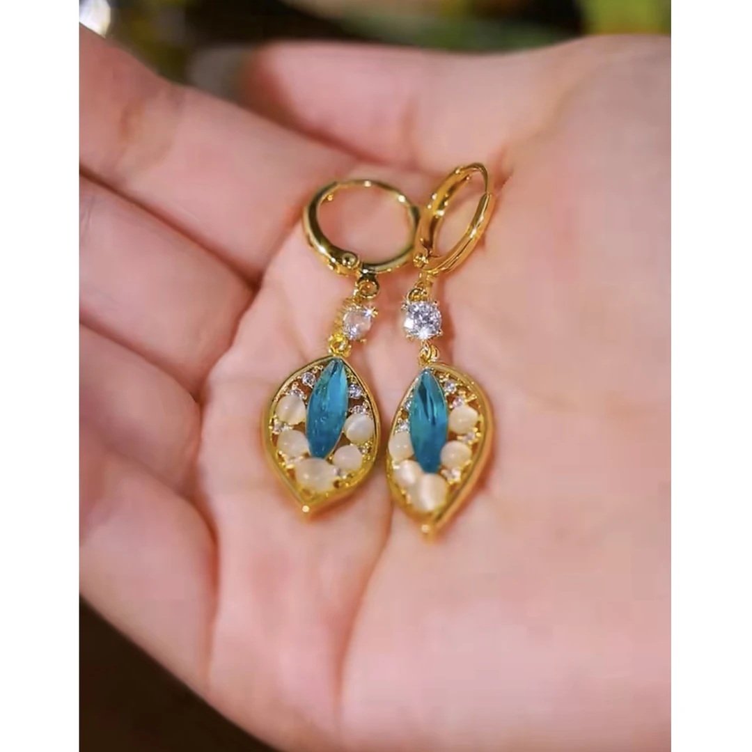 铜合金耳饰 新款轻奢【金枝玉叶】精致优雅气质时尚百搭耳环0331