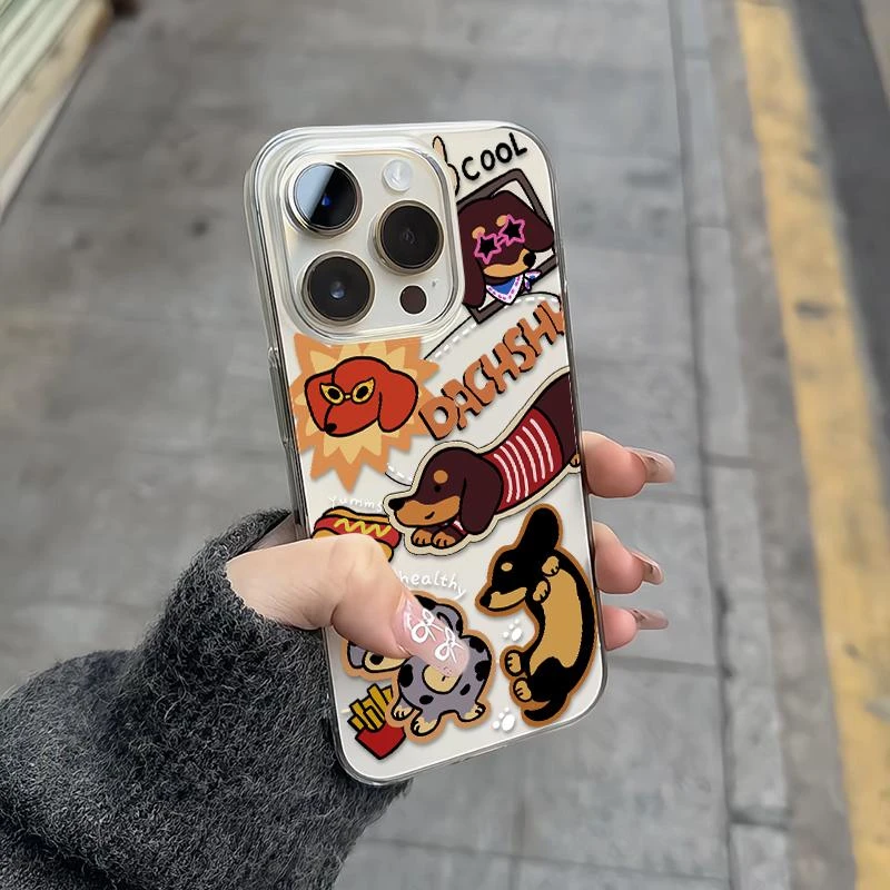 奥菲顿腊肠狗涂鸦适用iPhone16/15手机壳苹果14华为vivo小米opp软