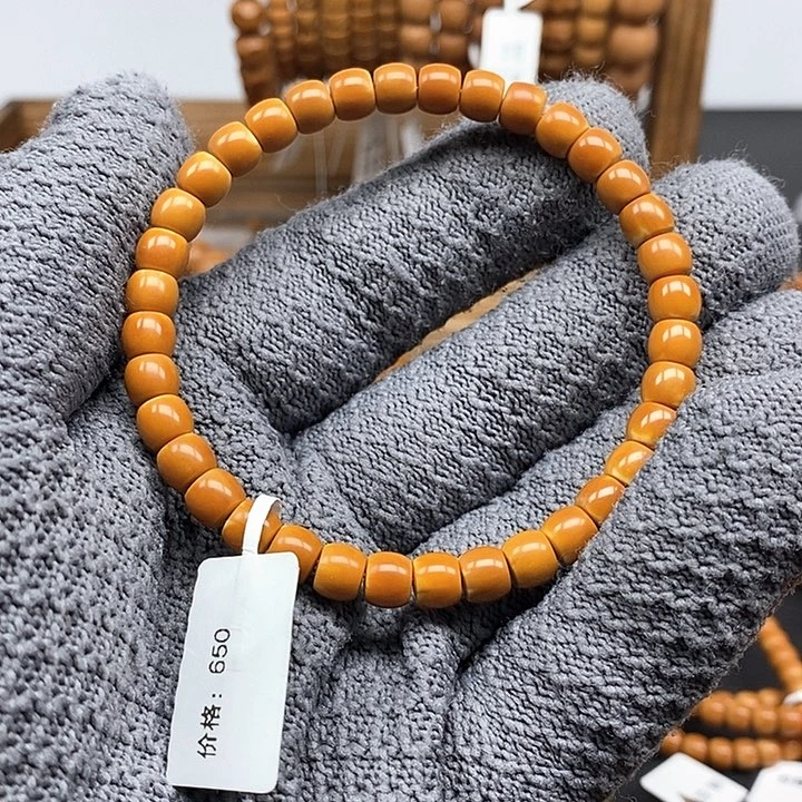 橄榄核手串/手链淡***天6.5老挝直切单圈