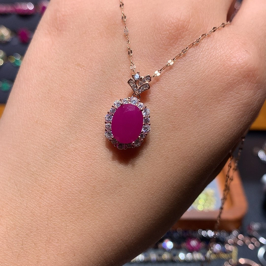 银S925镶嵌红宝石吊坠(赠链)