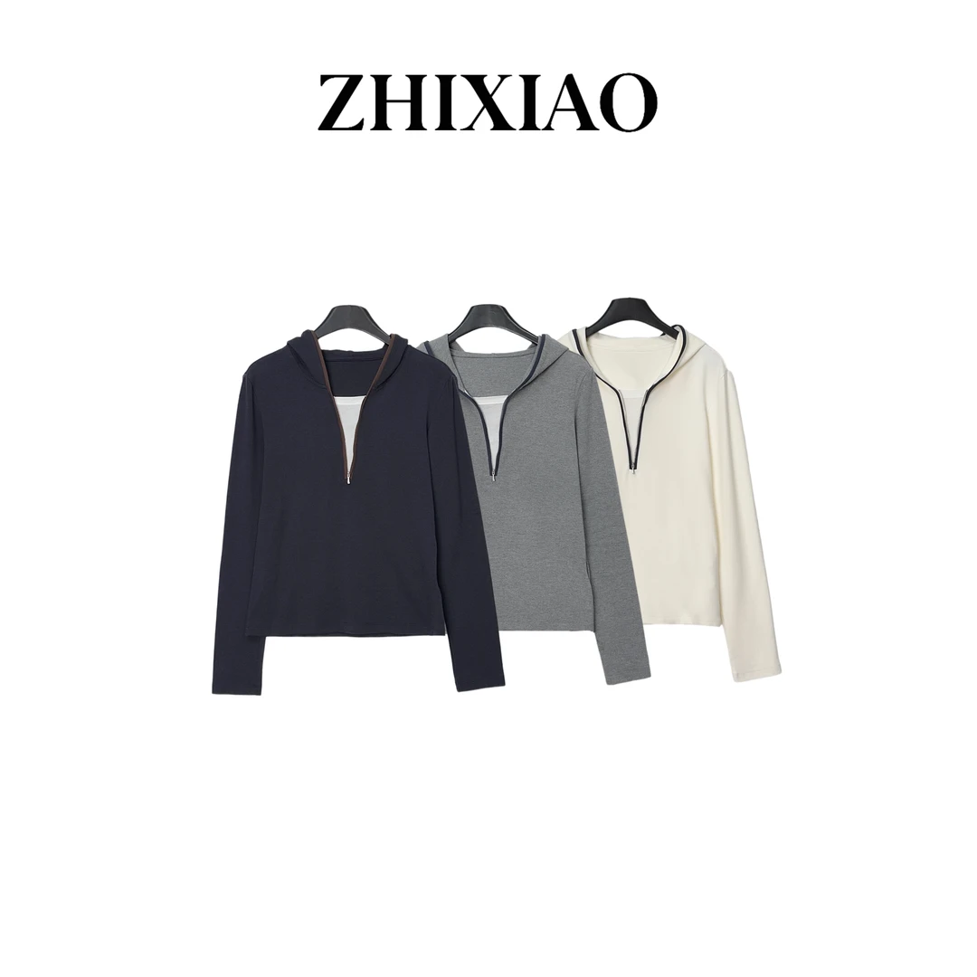 【ZHIXIAO】秋冬新款：连帽拉链长袖上衣251079