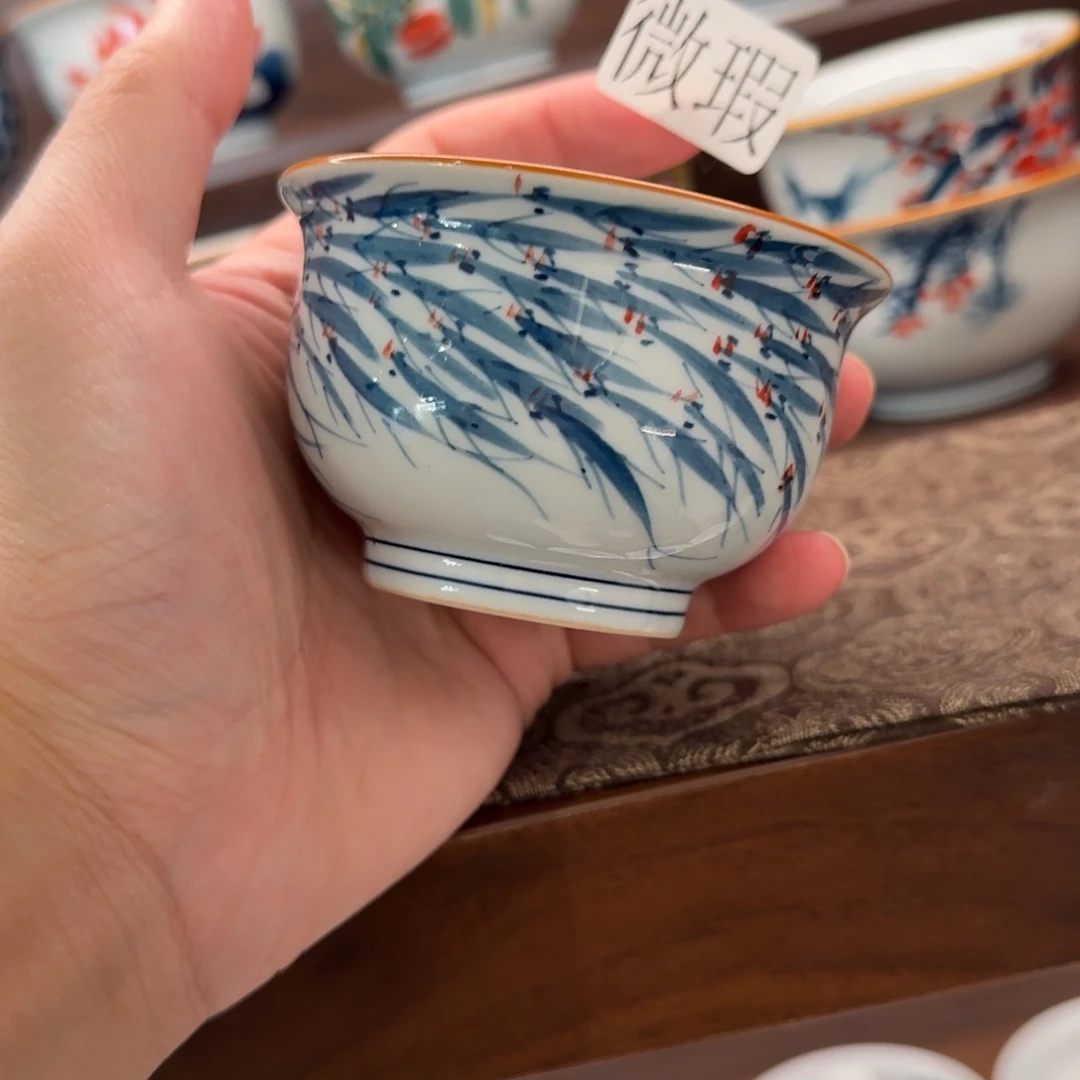 釉下手绘茶具微瑕