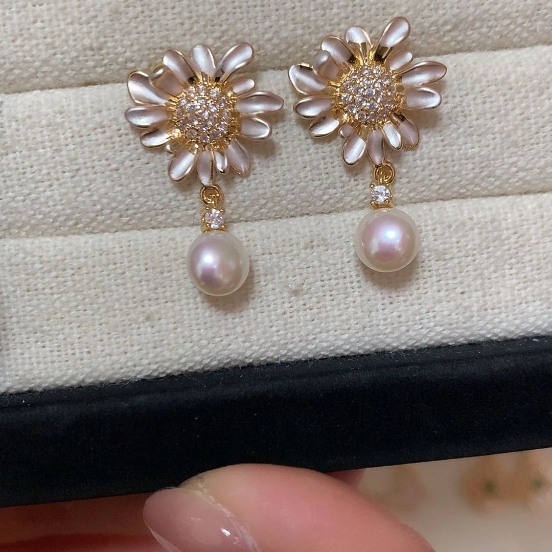 淡水珍珠耳饰合金