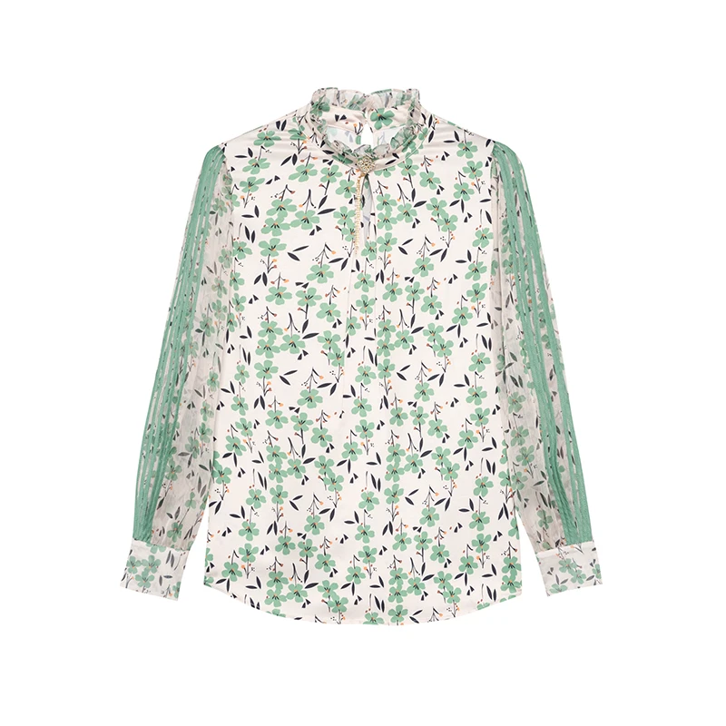 设计师女装2025秋季新款衬衫时尚气质显瘦碎花衬衫31260