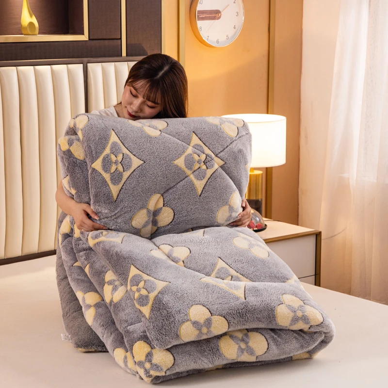 冬季羊羔绒被子冬被单人加厚保暖牛奶绒珊瑚绒棉被被芯宿舍春秋被