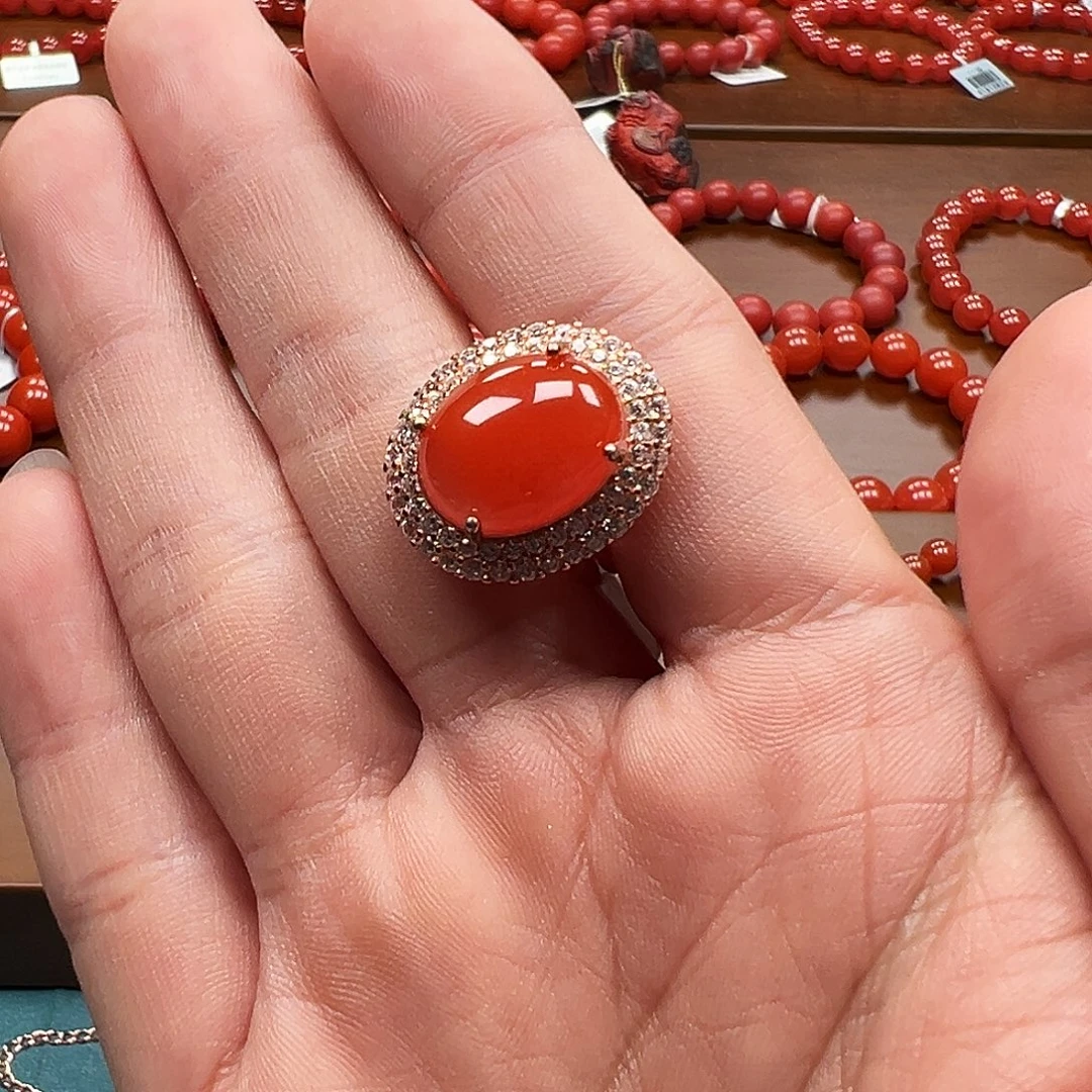 南红玛瑙银S925镶嵌手串