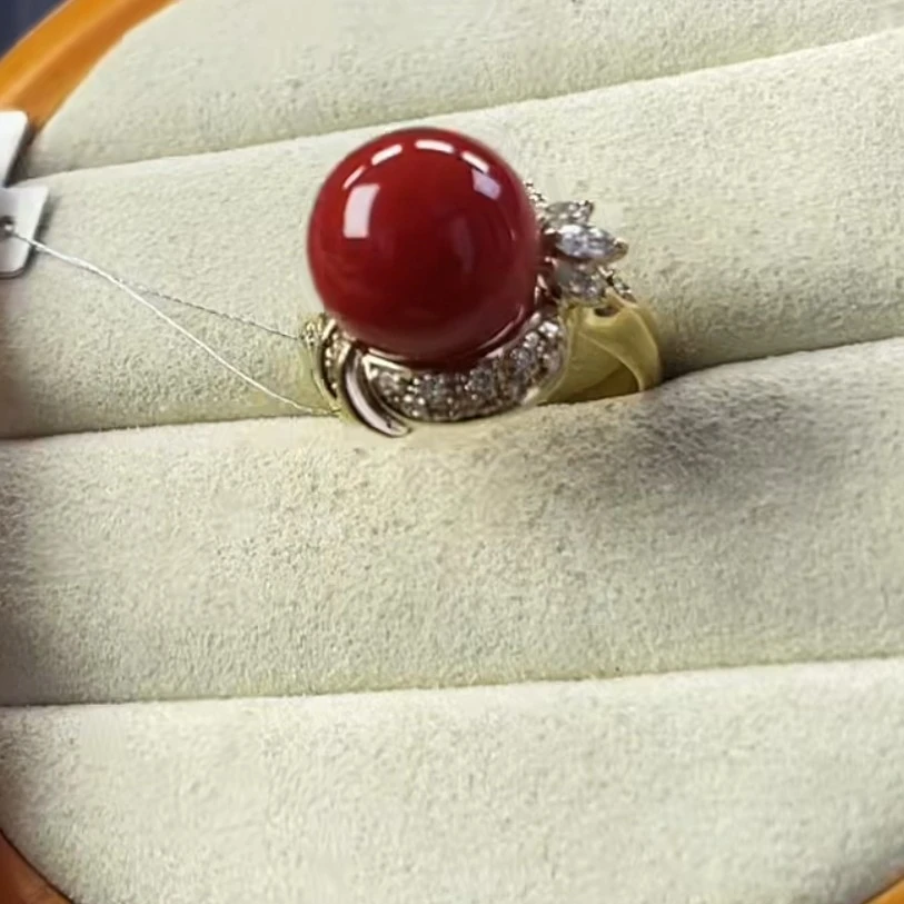 天然宝石红珊瑚戒指