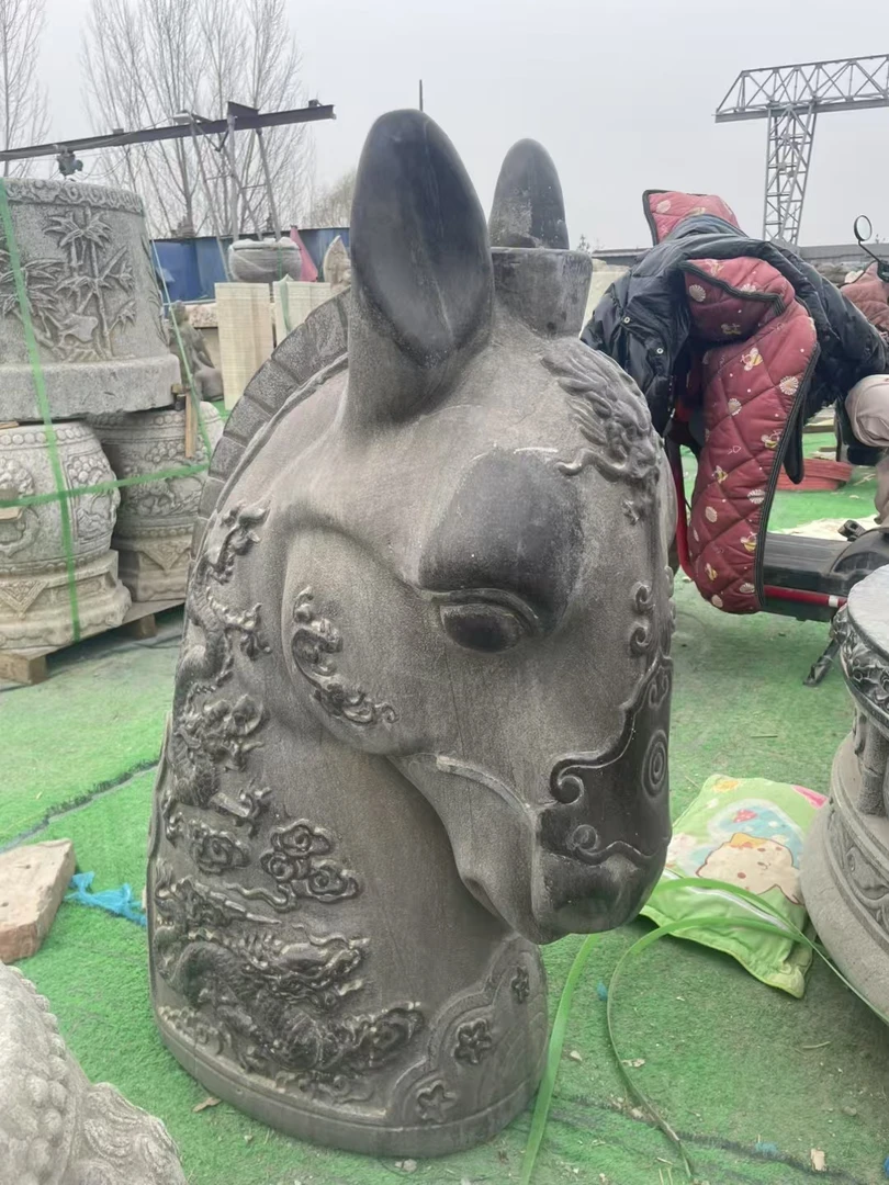 青石马头落地摆件 不包邮 不管安装不卸车