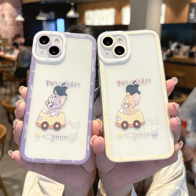 可爱猫和老鼠杰瑞汤姆玩具车适用iPhone15ProMax手机壳苹果16软壳