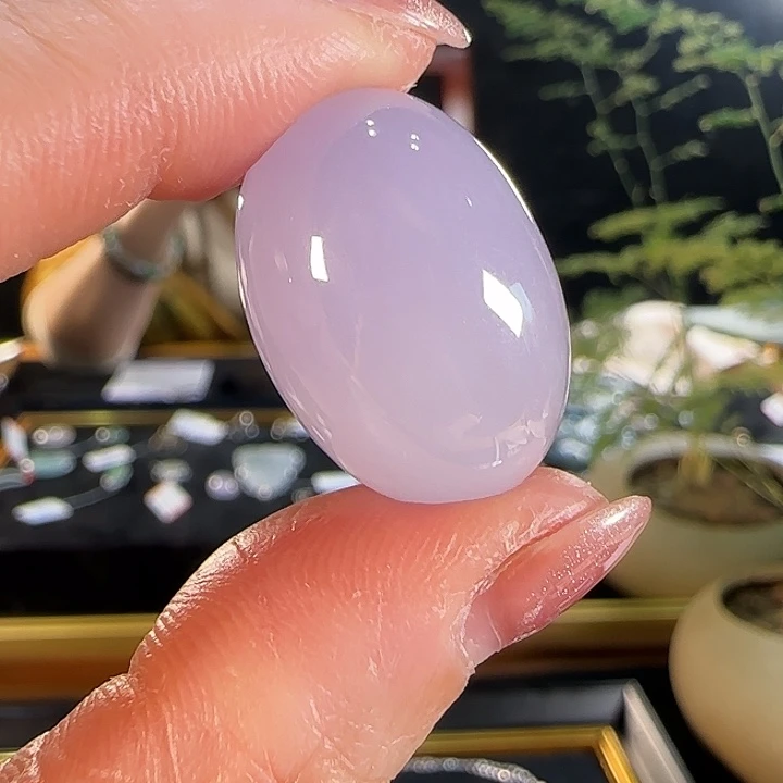 翡翠颈饰未镶嵌天然缅甸A货翡翠紫蛋面