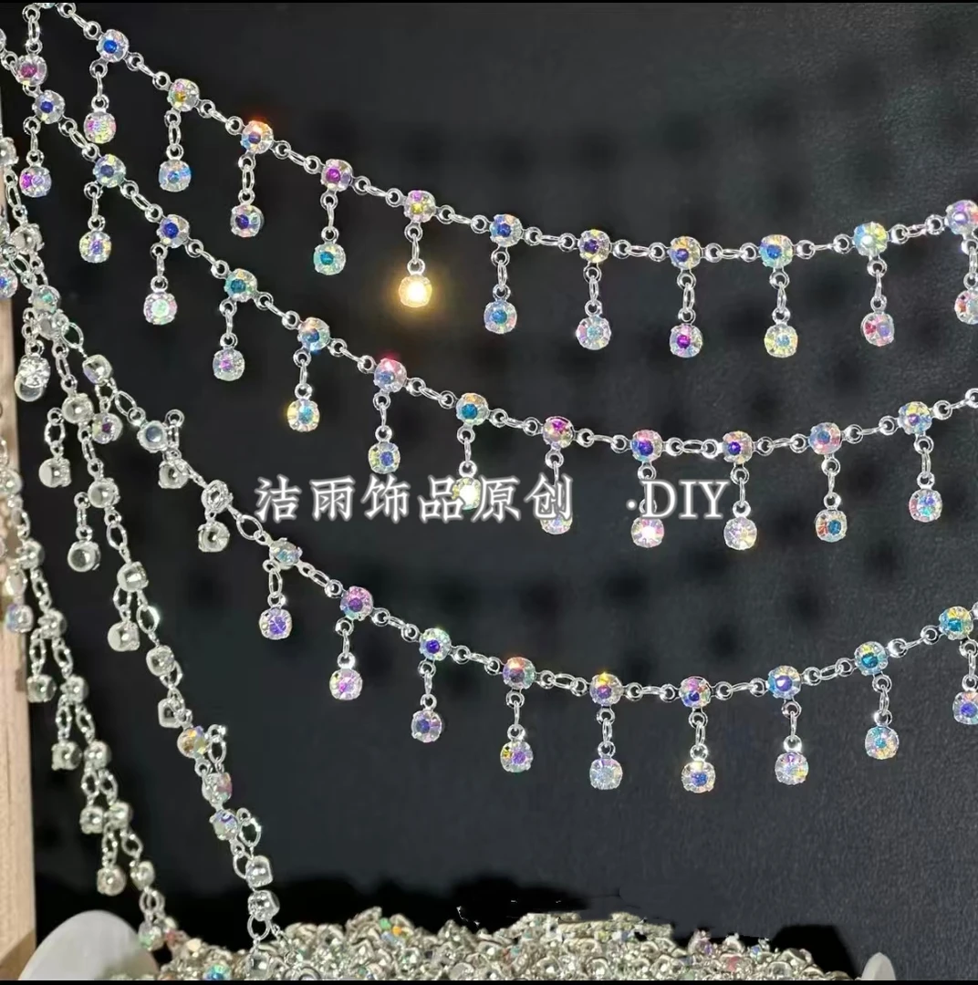 (洁雨饰品DIY) L00326  “缤纷彩虹” 洛丽塔满钻高保色链条diy