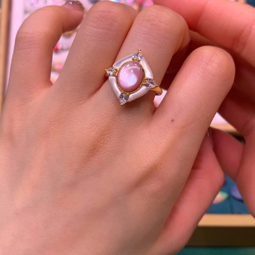 【闪购商品】欧泊戒指款式银S925镀金镶嵌y****n