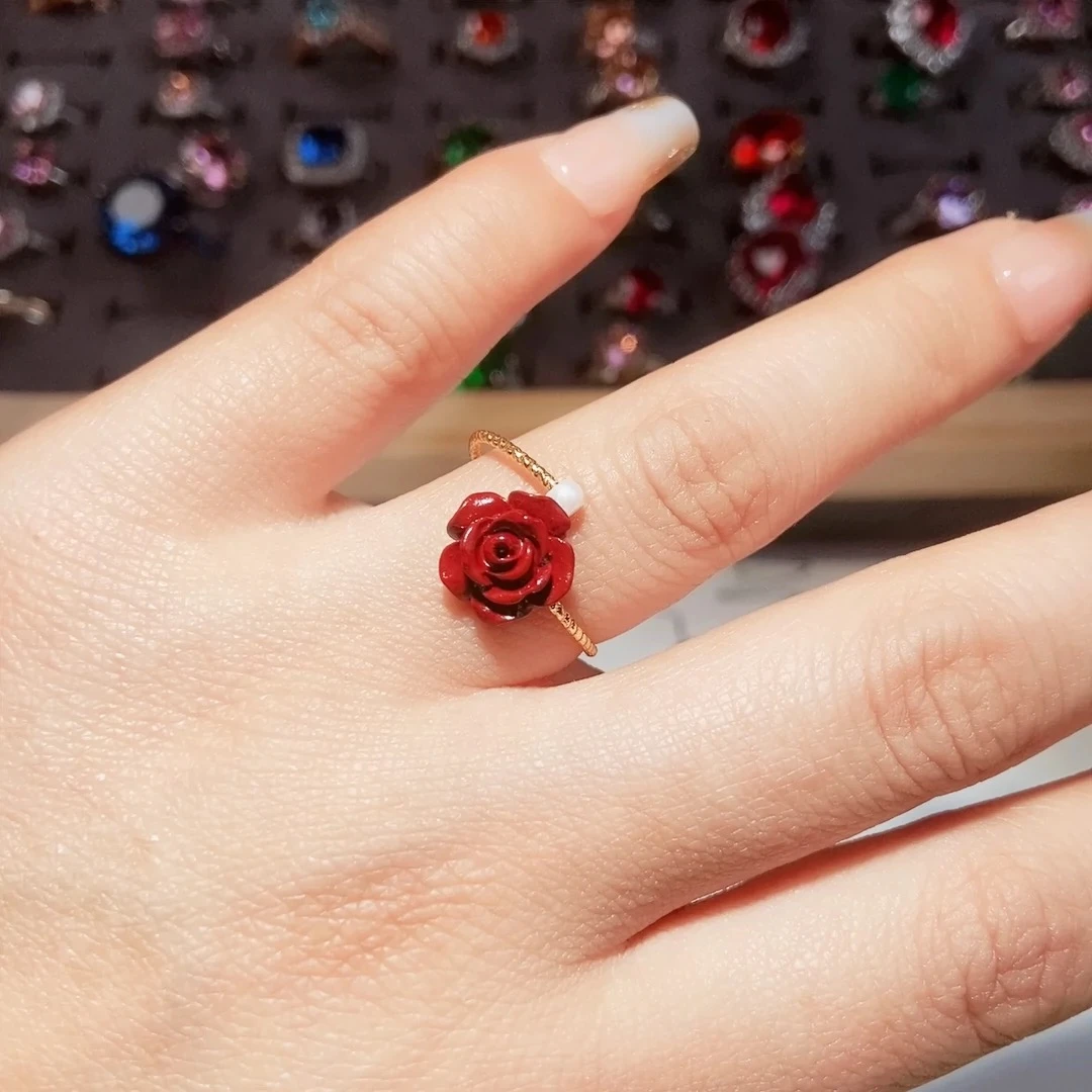 含辰砂工艺品【雪莉珠宝】 紫金砂花开富贵戒指【福利款，无证书】