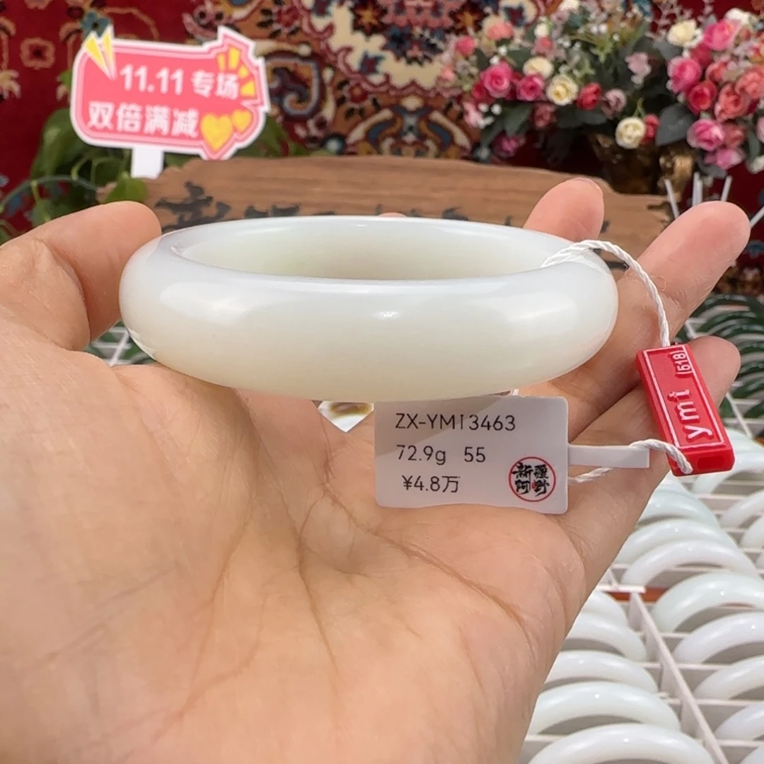 和田玉未镶嵌手镯天然新疆羊脂白玉女士手镯