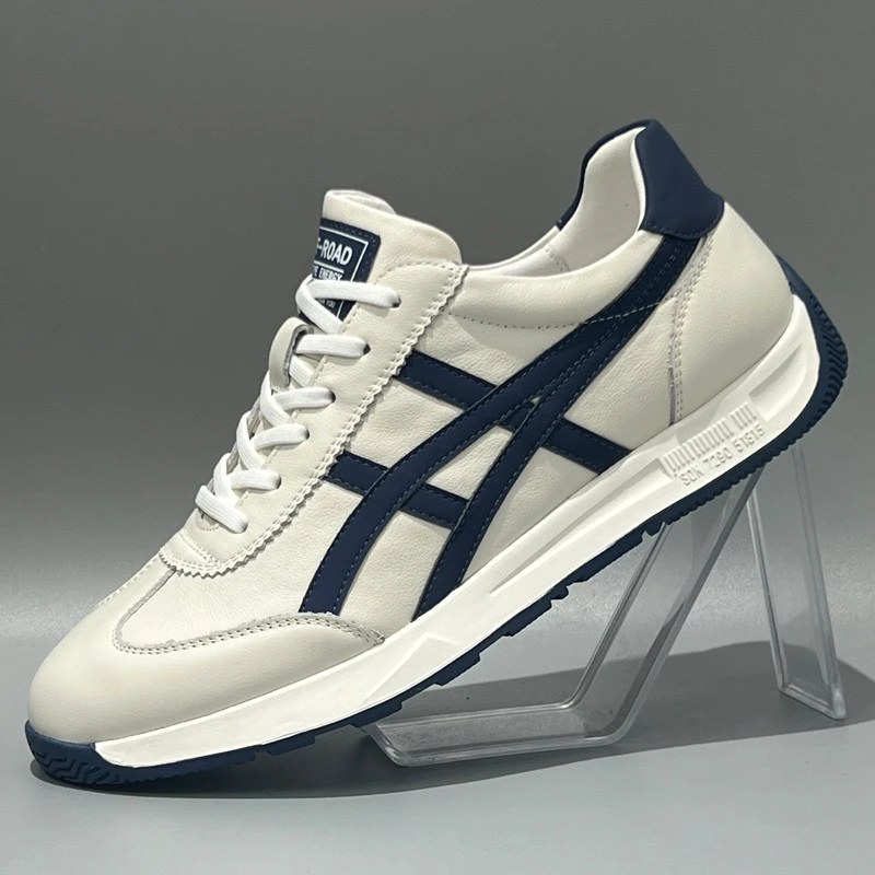 阿甘鞋男秋季款真皮透气网眼运动鞋软底休闲跑步鞋男士经典小白鞋