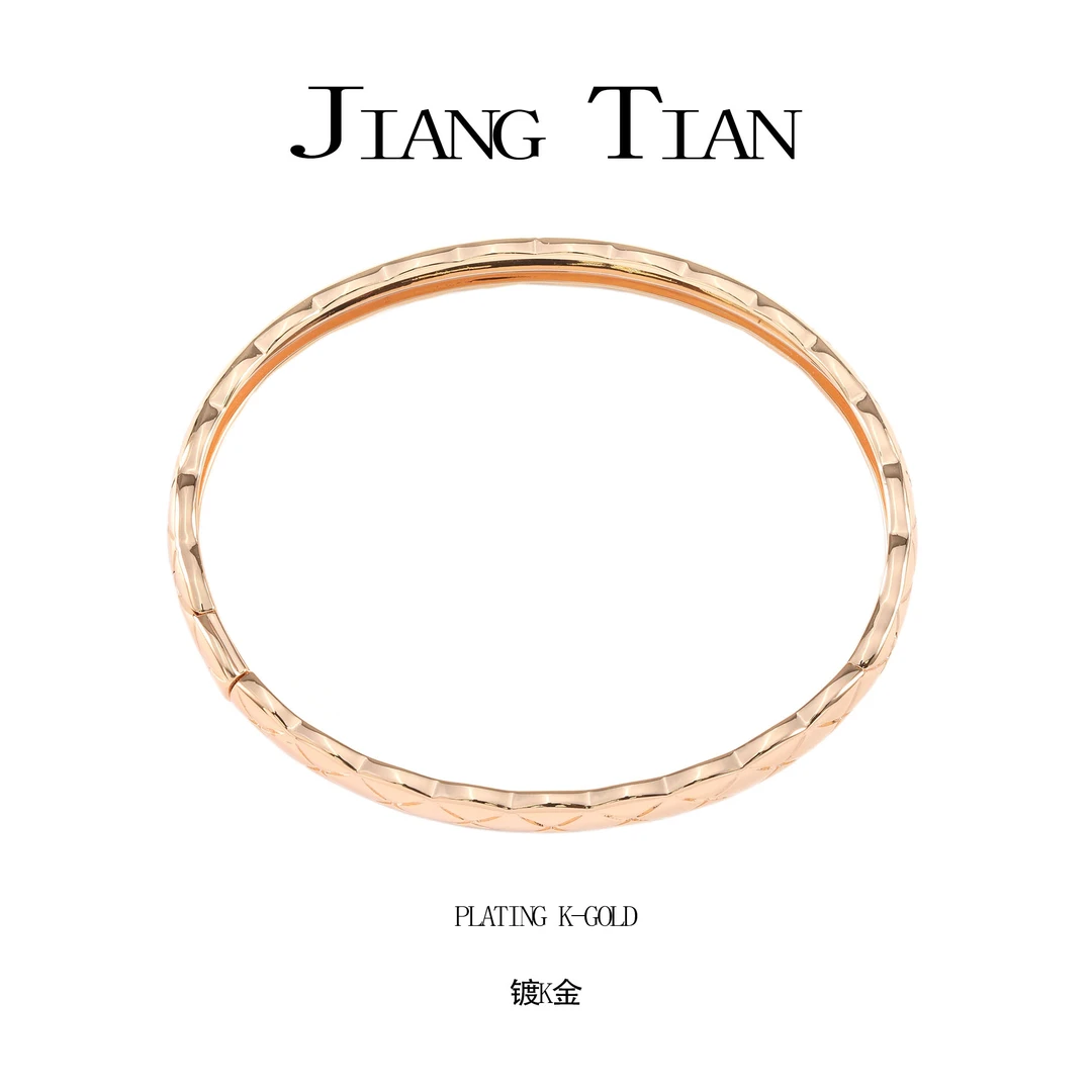 铜合金手镯 CNC精工 菱格光金宽版手镯 B2023