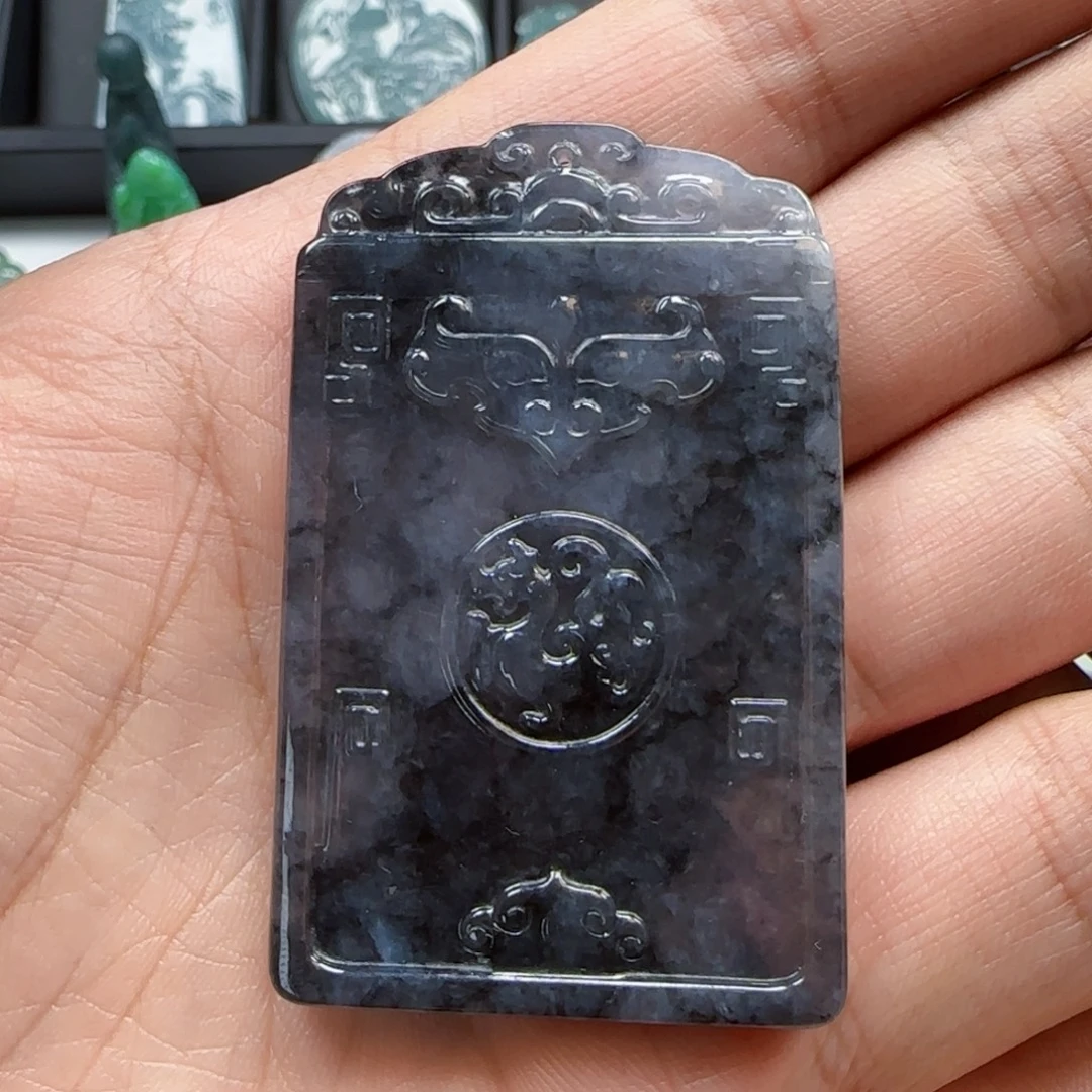 翡翠未镶嵌颈饰仿古无事牌