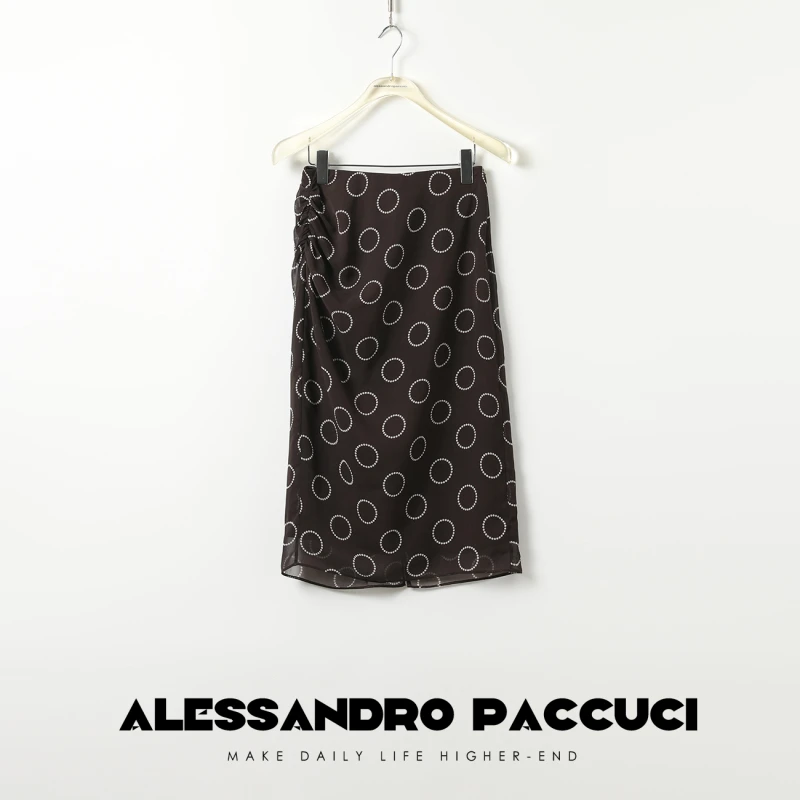 AP洛哥42017QB【丝滑咖啡】雪纺抽象花纹显瘦飘逸铅笔半身裙