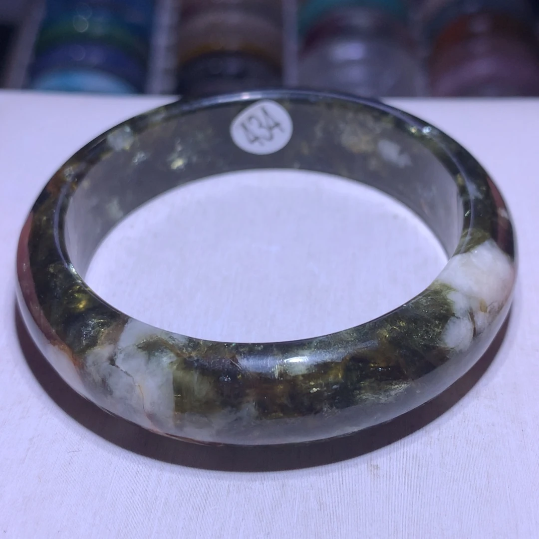 水晶银S925镶嵌手镯绿祖母56.8圈434